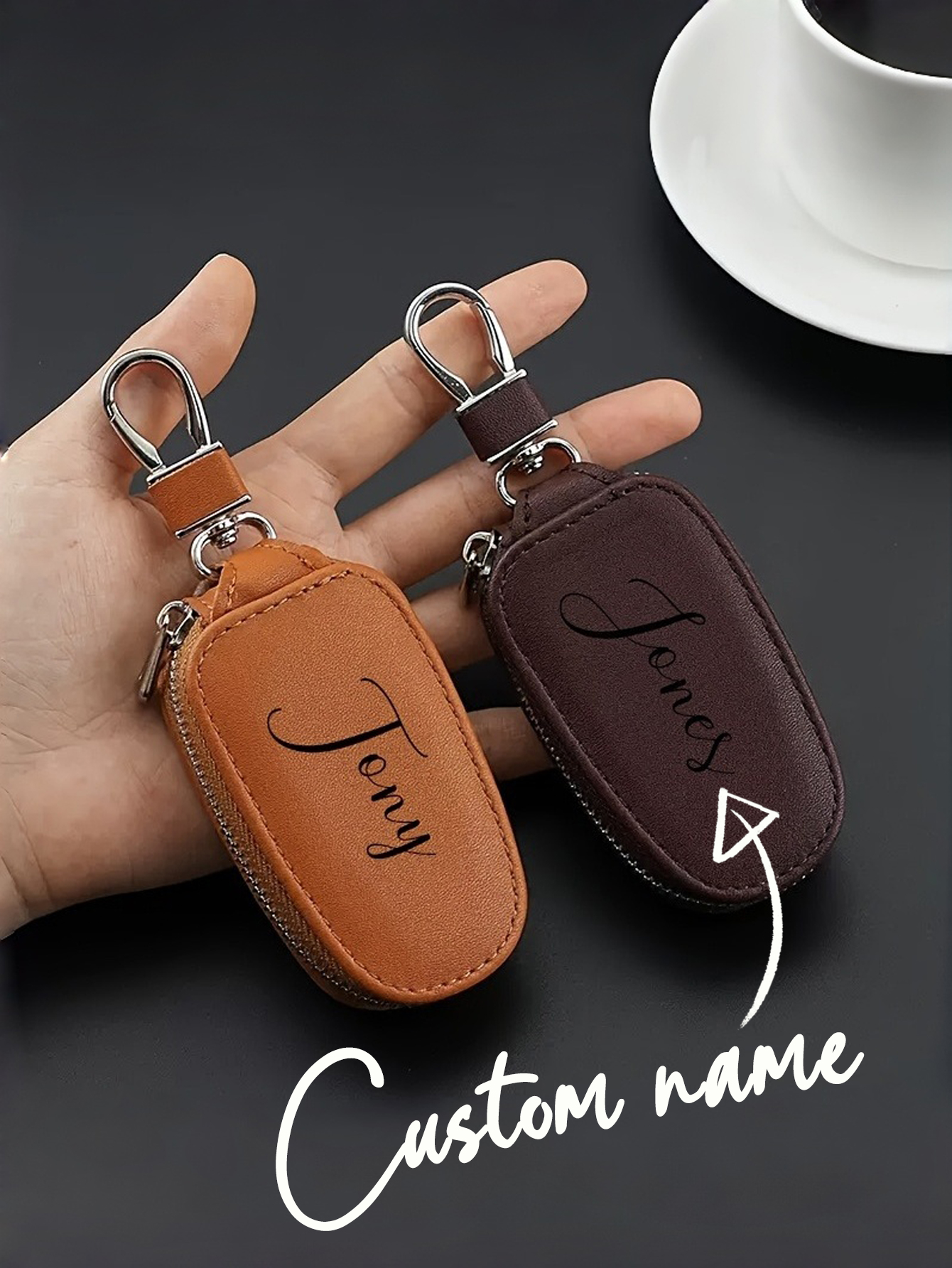 Custom Zipper Leather Key Organizer
